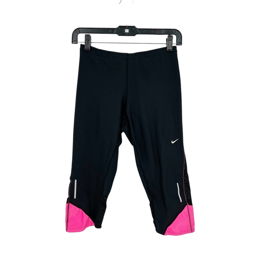 Nike Dri Fit Womens Black and Pink Athletic Capris Pants